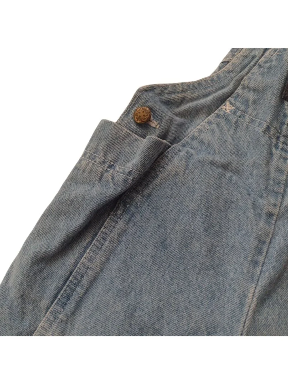 Vtg Oshkosh Baby Denim Overalls 24M Vestbak Bubble Leg Unisex w Side Pockets - Picture 4 of 9